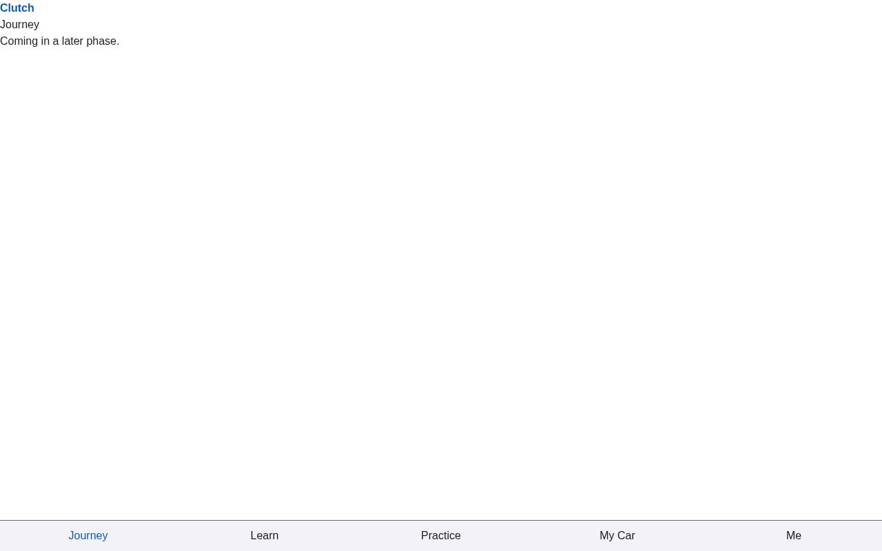 Preview of Clutch — UK learner-driver offline web app (PWA)