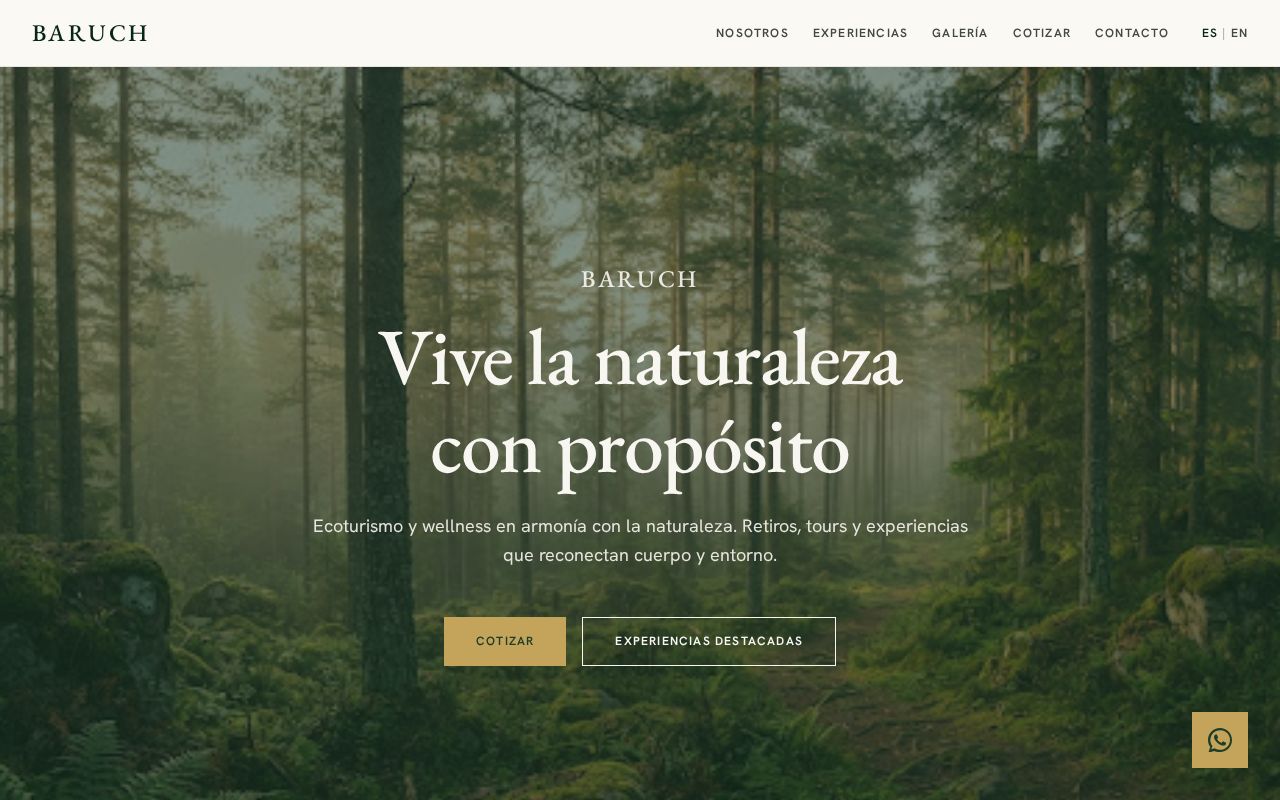 Preview of Baruch Landing — ecoturismo / wellness (Astro SSG)