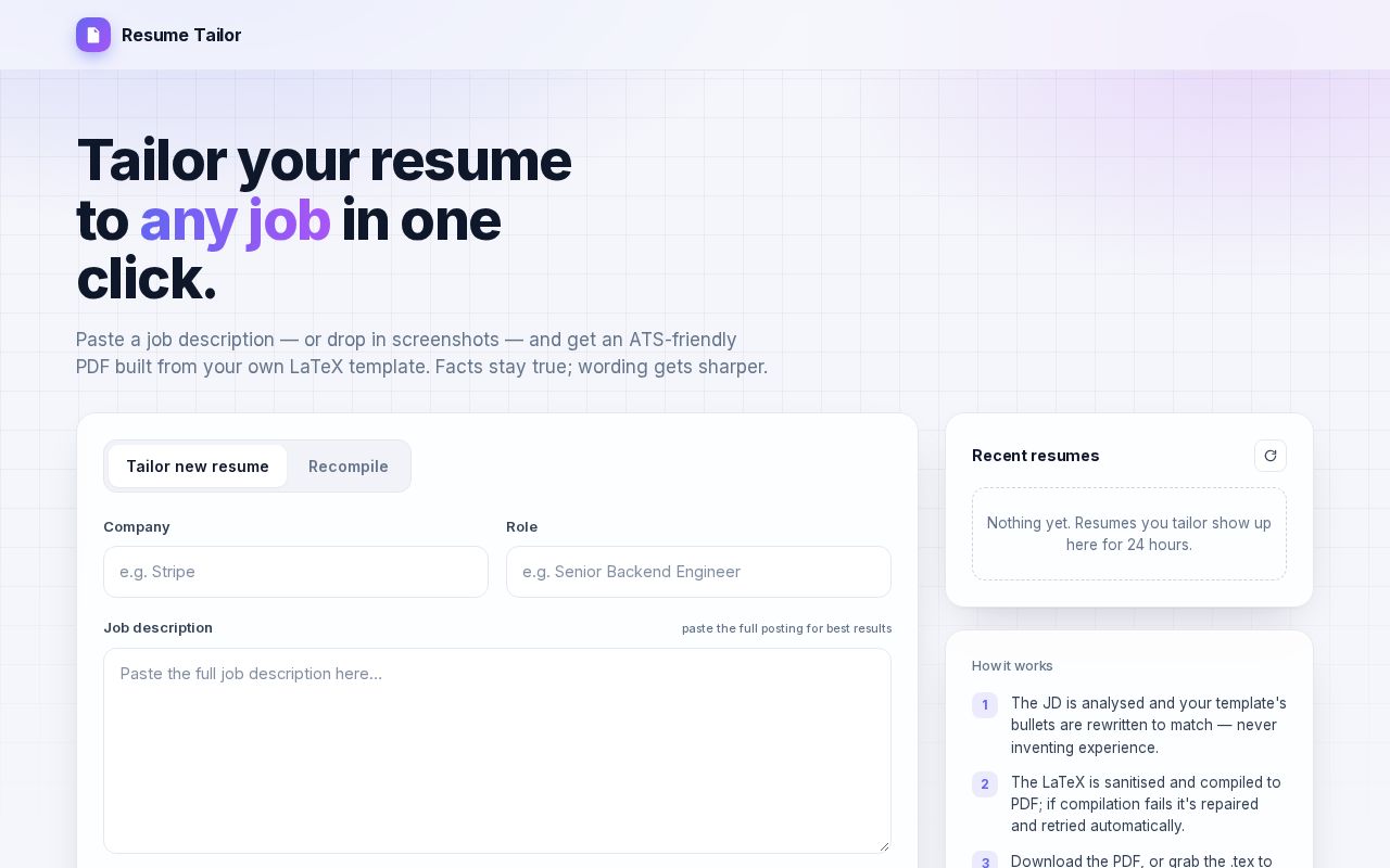 Preview of Resume Tailor