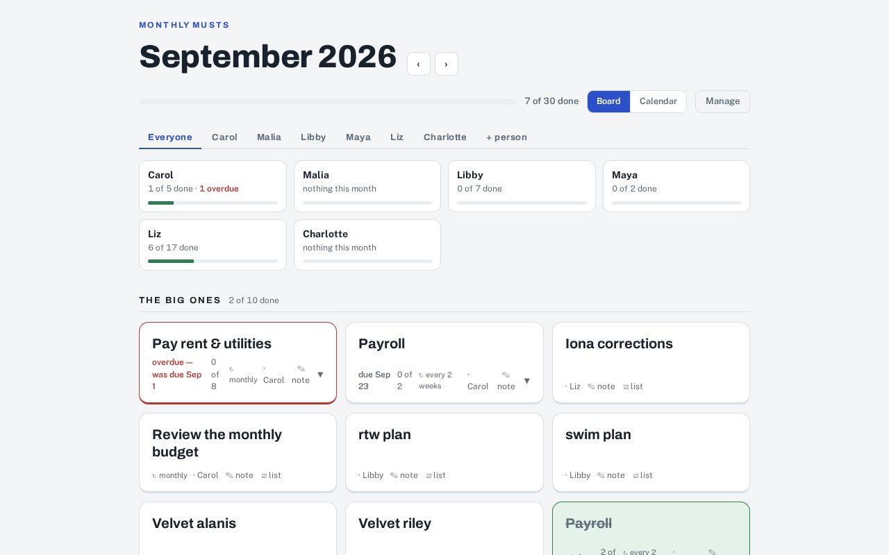 Preview of Monthly Musts