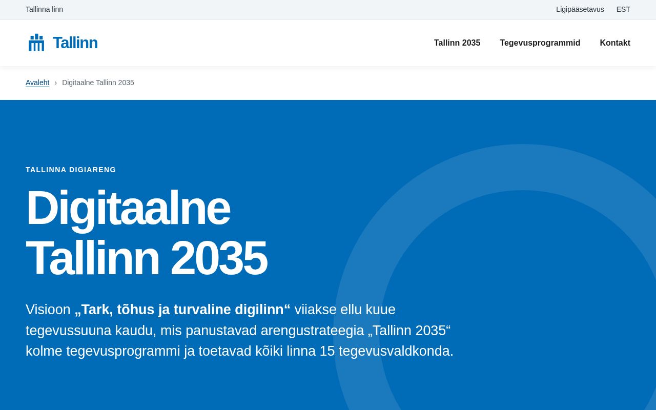Preview of Digitaalne Tallinn 2035 landing page mock