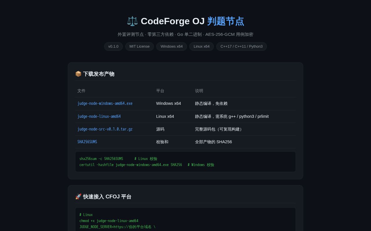 Preview of CodeForge OJ Judge Node