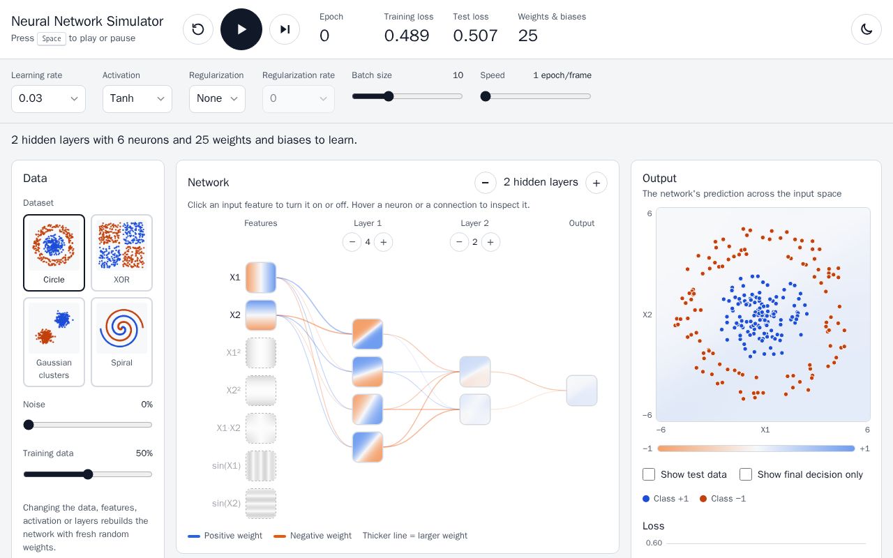 Preview of Neural Network Simulator