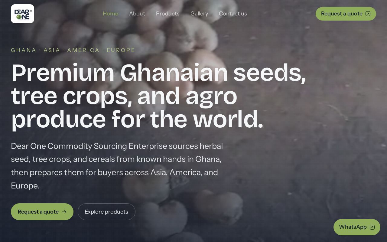 Preview of The Official Website for the Dear One Commodity Sourcing Enterprise