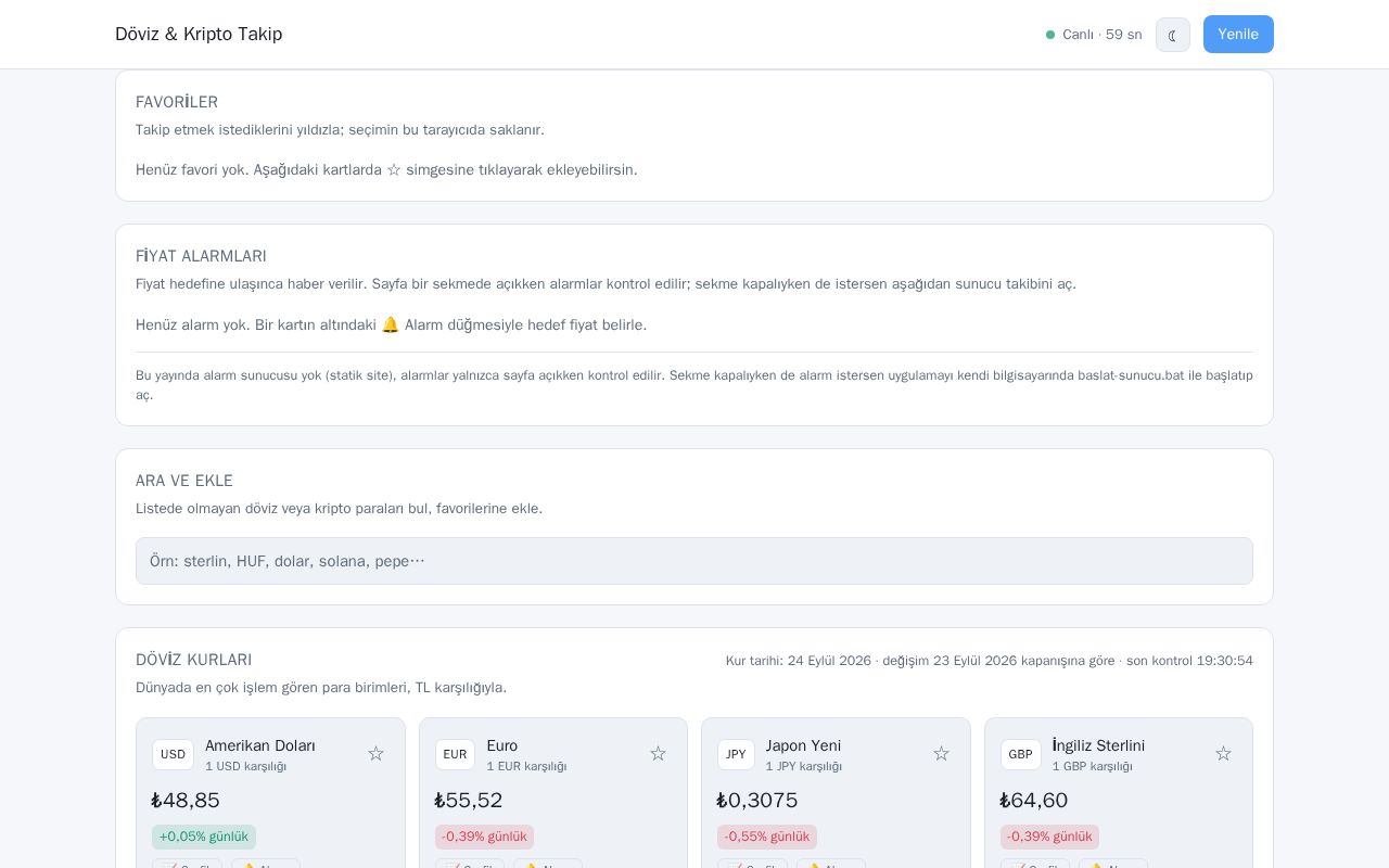Preview of Döviz & Kripto Takip