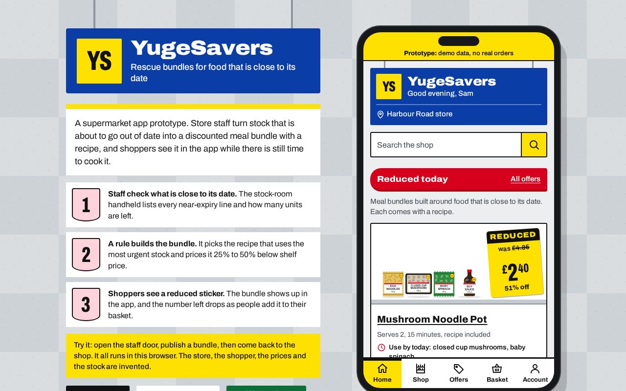 Preview of YugeSavers: rescue bundles from near-expiry stock