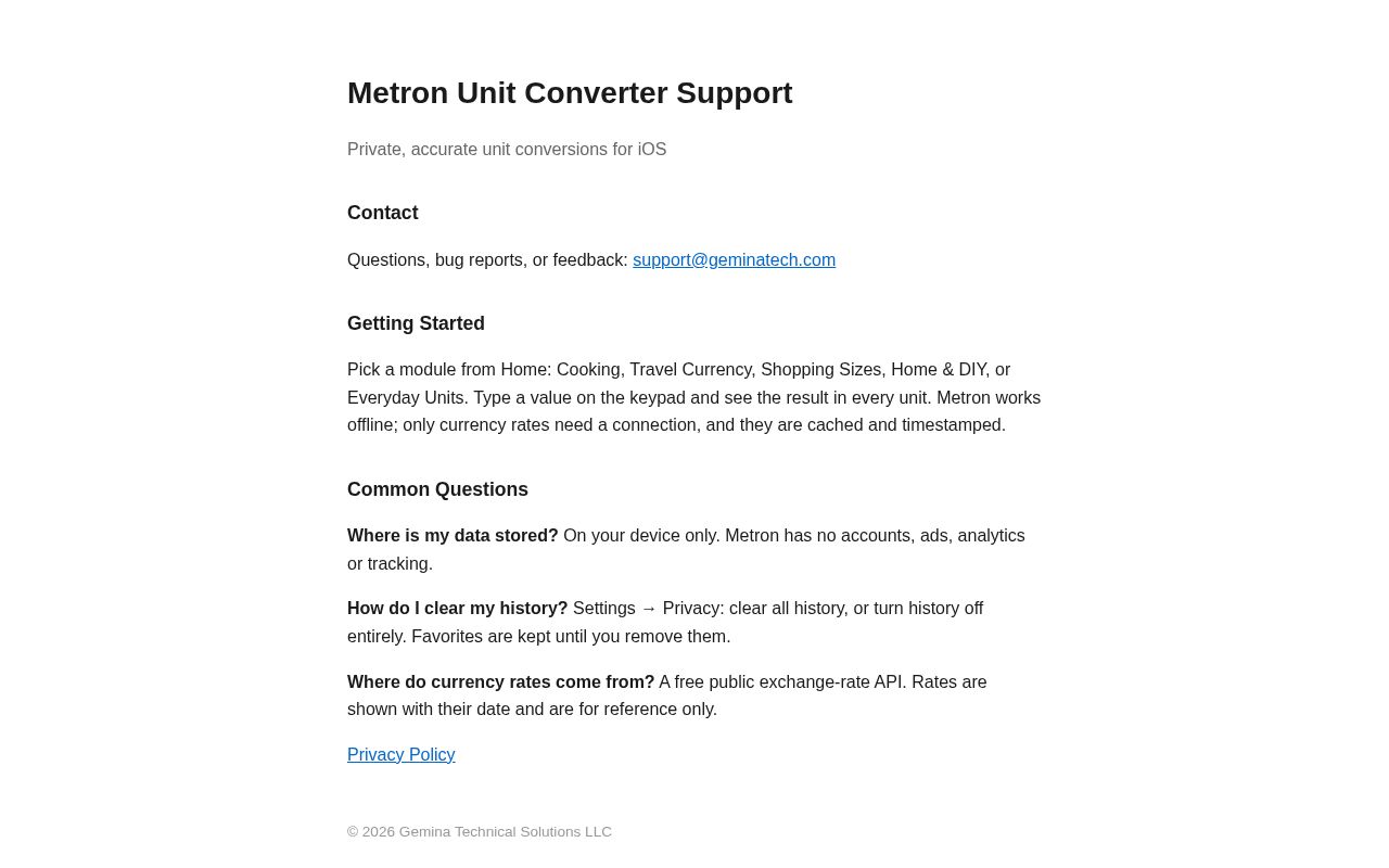 Preview of Metron Support