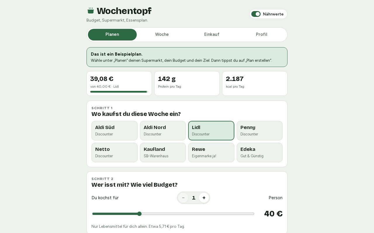 Preview of Wochentopf