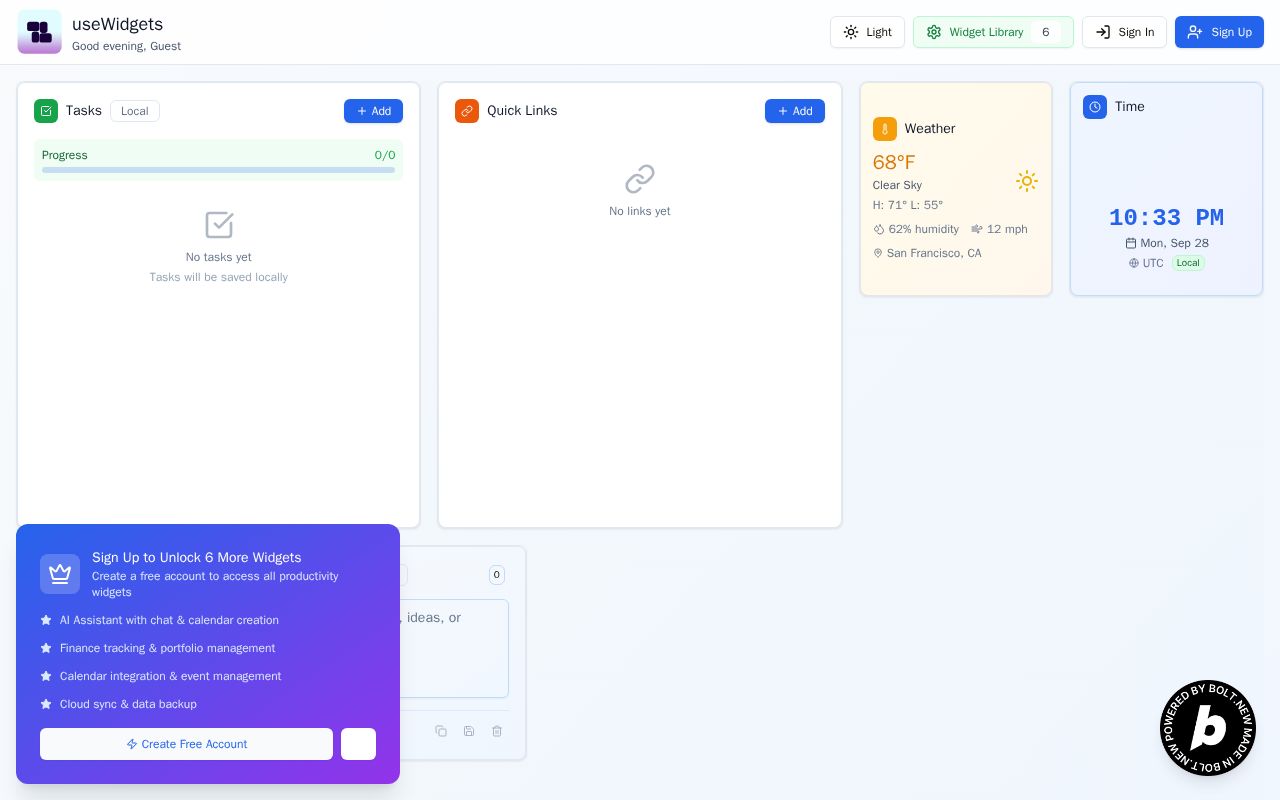 Preview of useWidgets