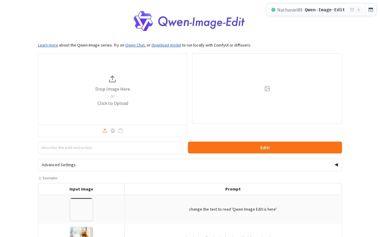 Preview of Qwen Image Edit