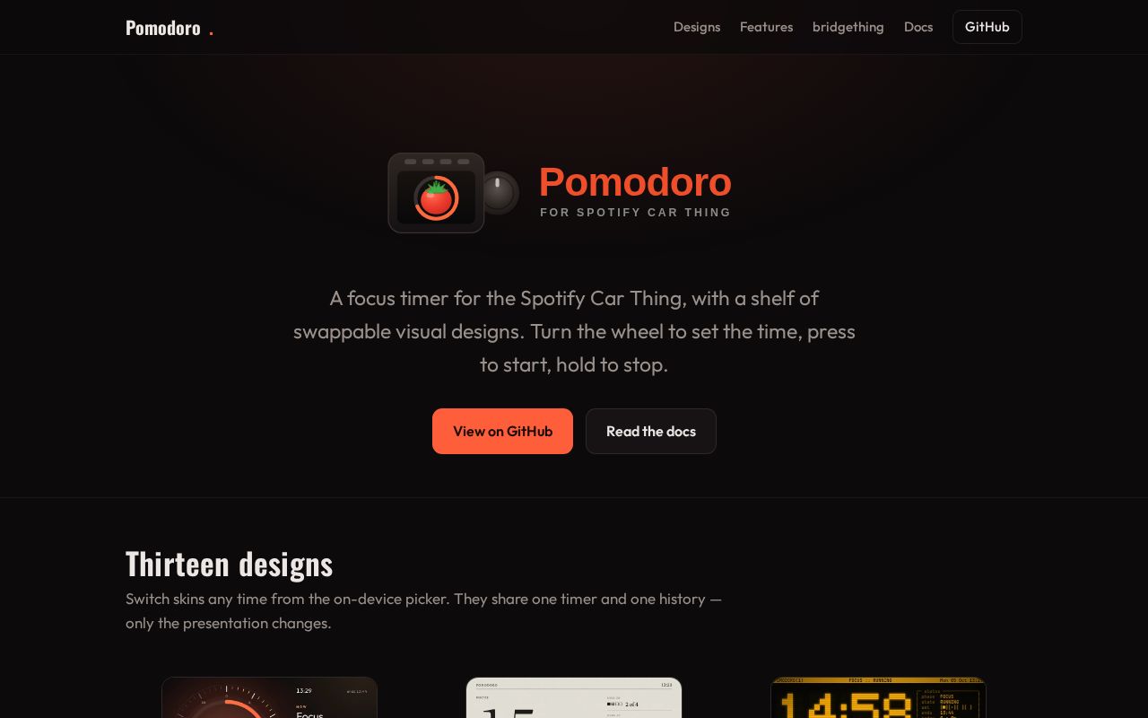Preview of Pomodoro for Spotify Car Thing