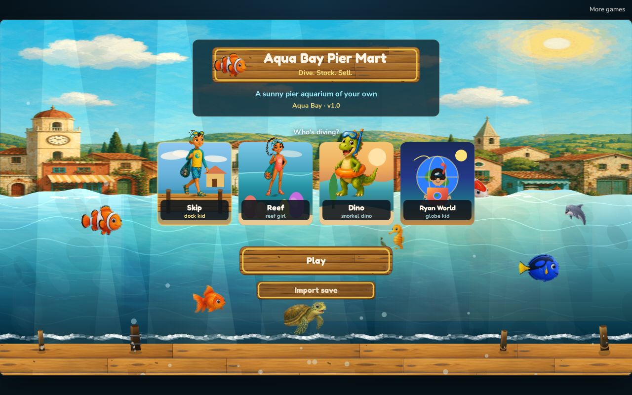 Preview of Dive. Stock. Sell. A sunny pier aquarium tycoon.