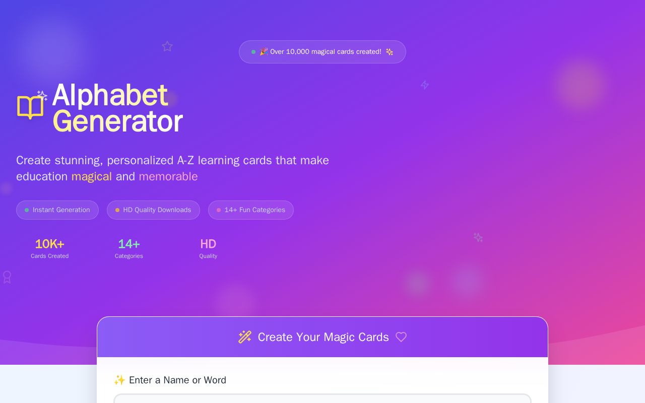 Preview of Alphabet Generator - Premium A-Z Learning Cards
