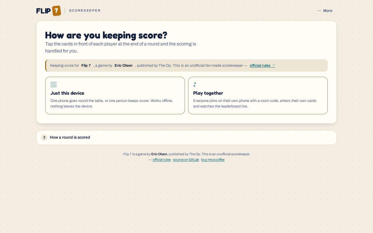 Preview of Flip7 Scorekeeper