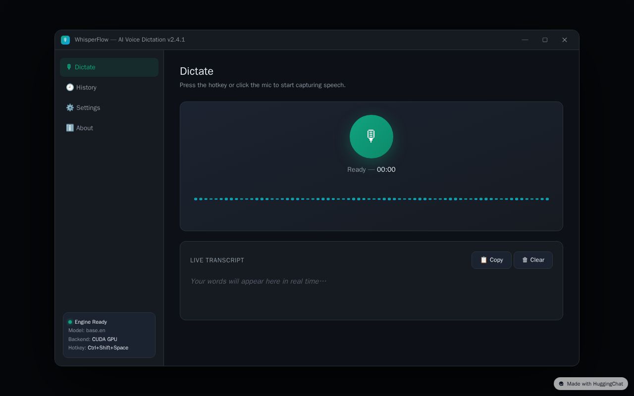 Preview of WhisperFlow — AI Voice Dictation for Windows