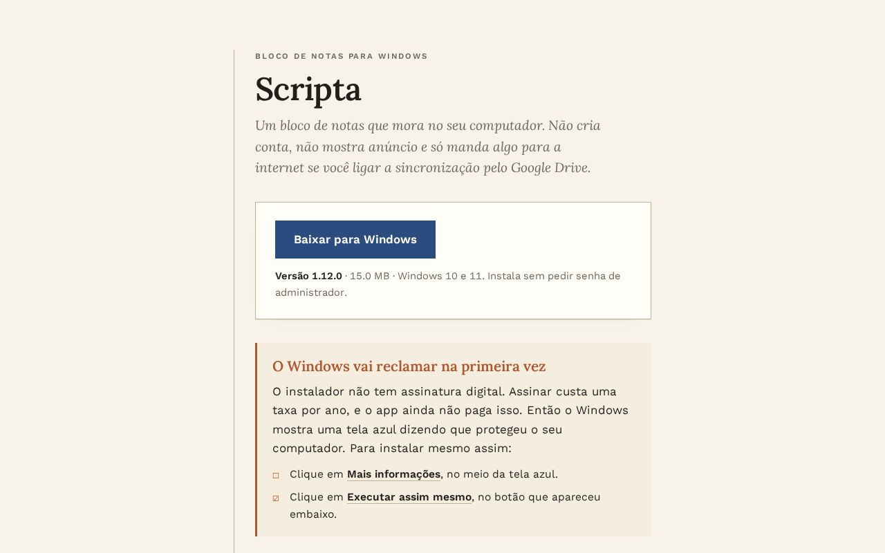 Preview of Scripta para Windows