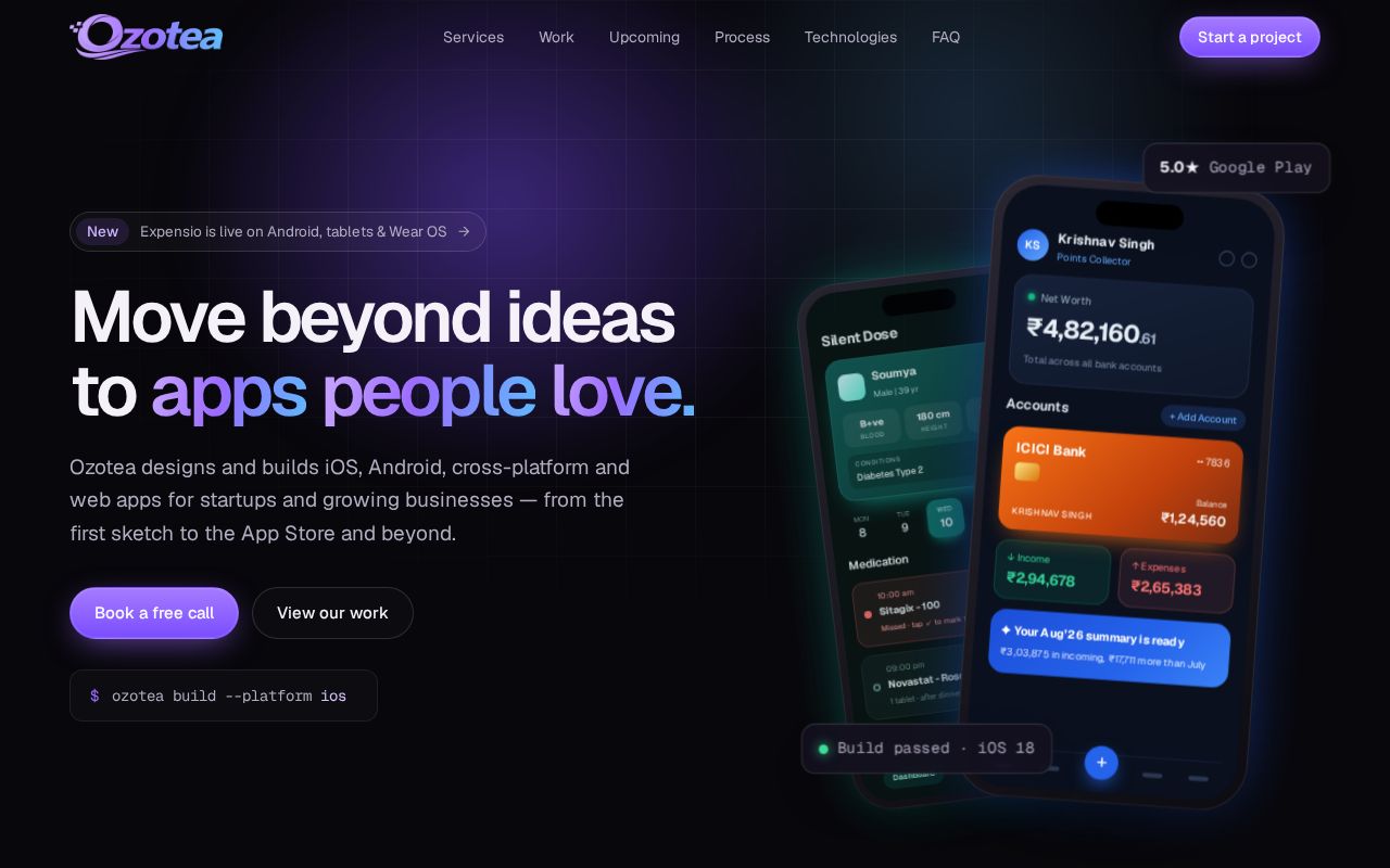 Preview of Ozotea Website