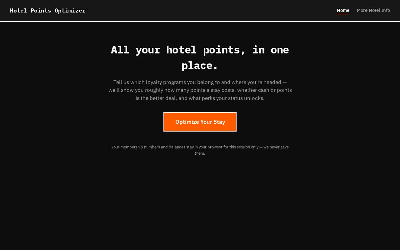 Preview of Hotel Points Optimizer