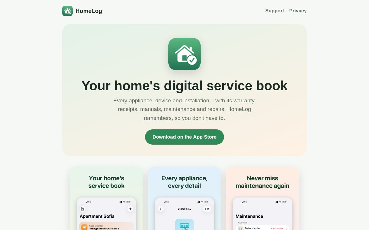 Preview of HomeLog