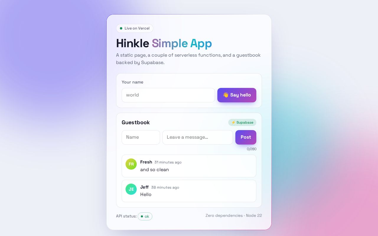 Preview of Hink Simple App