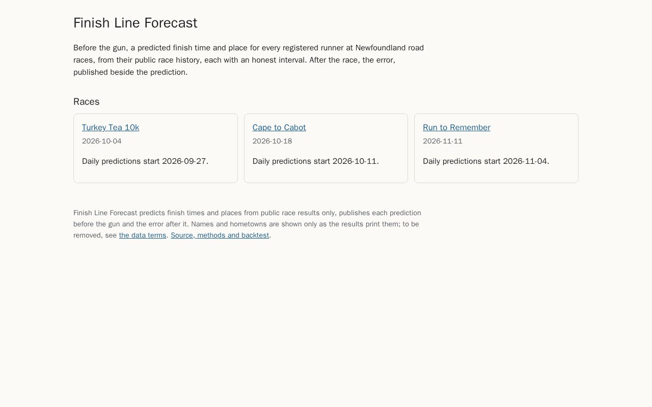 Preview of Finish Line Forecast