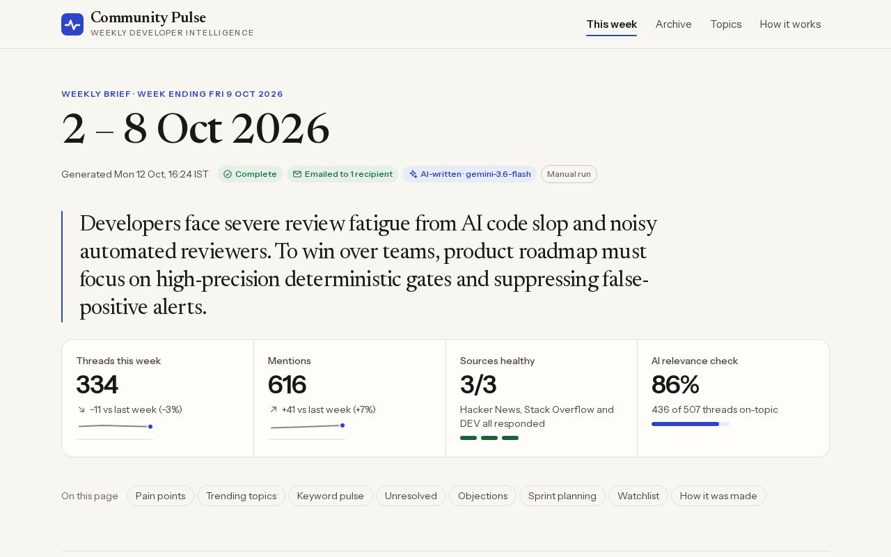 Preview of Developer Community Pulse