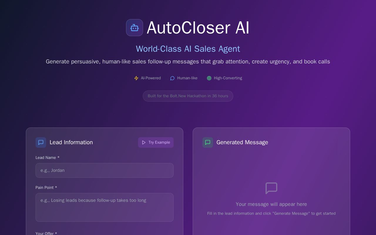 Preview of AutoCloser AI