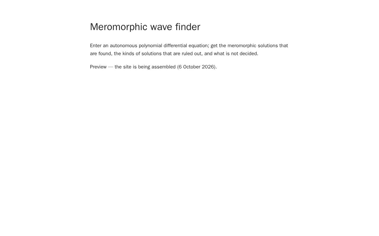 Preview of Meromorphic Wave Finder