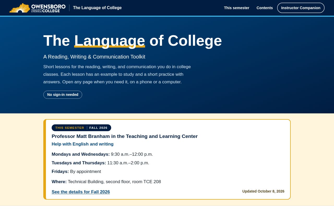 Preview of Language Of College