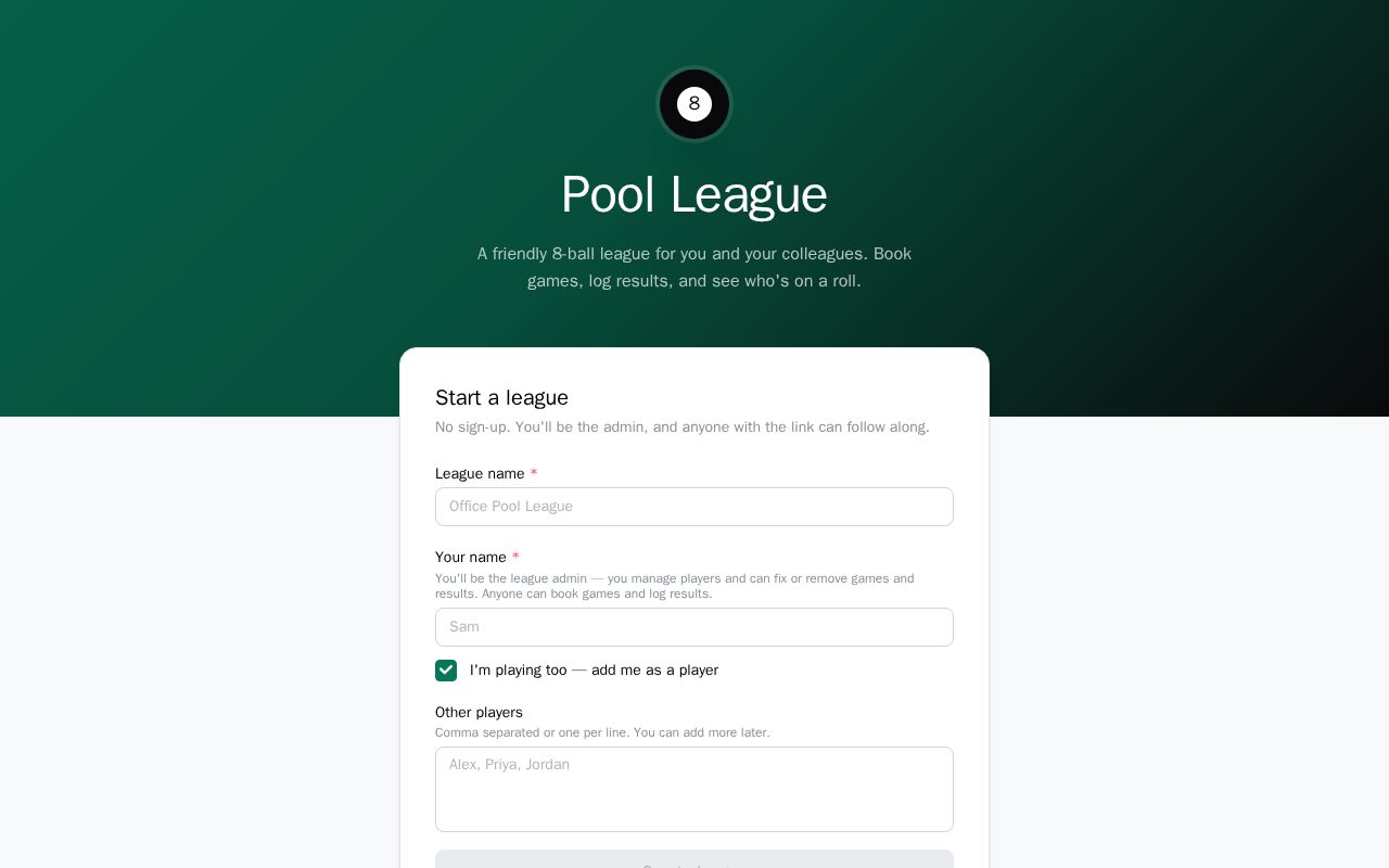 Preview of Pool Tourney Tracker