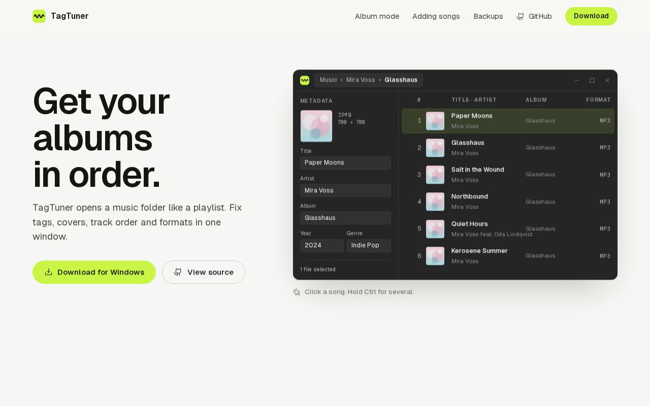 Preview of TagTuner