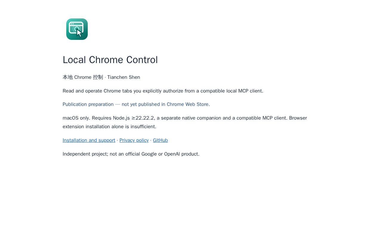 Preview of Local Chrome Control