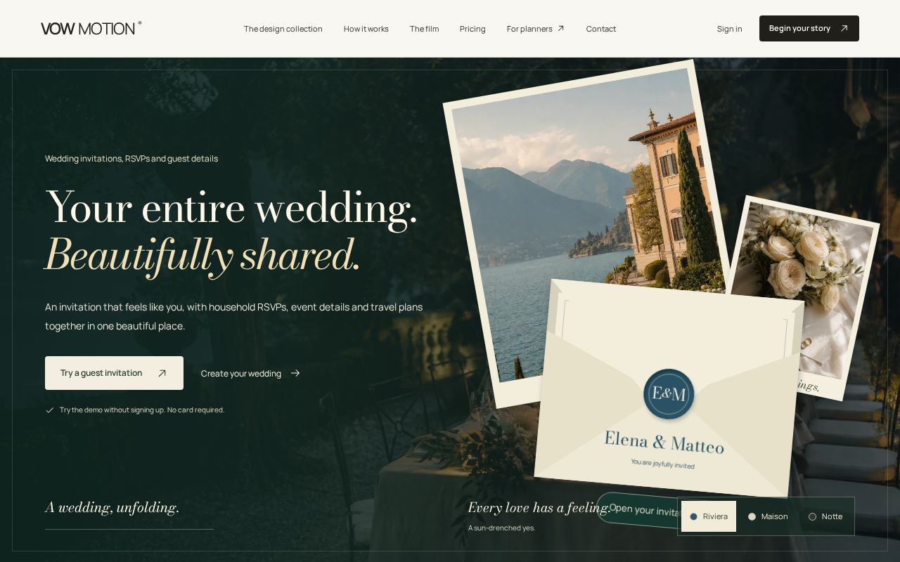 Preview of Digital wedding invitations & RSVP website