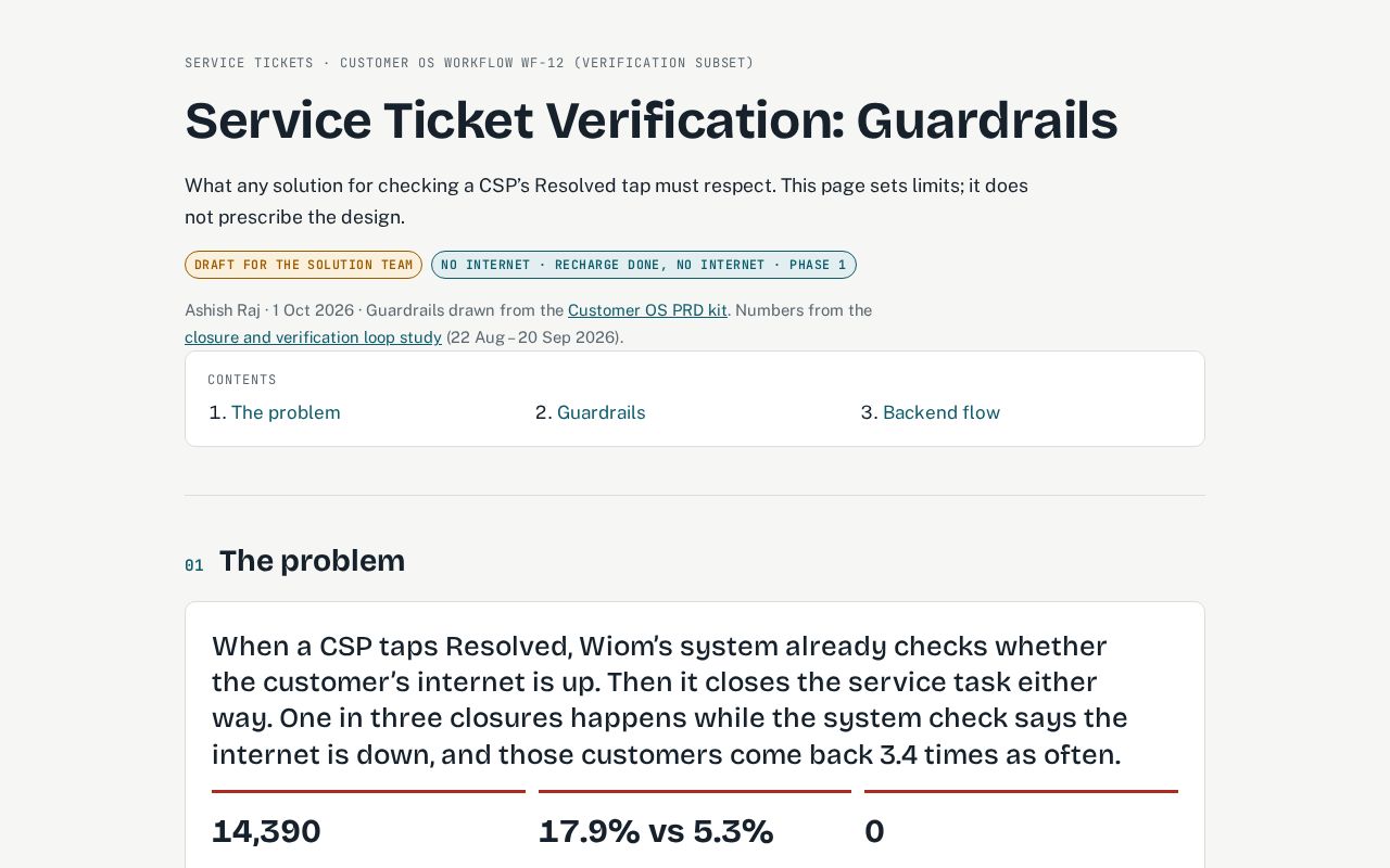 Preview of Service Ticket Verification