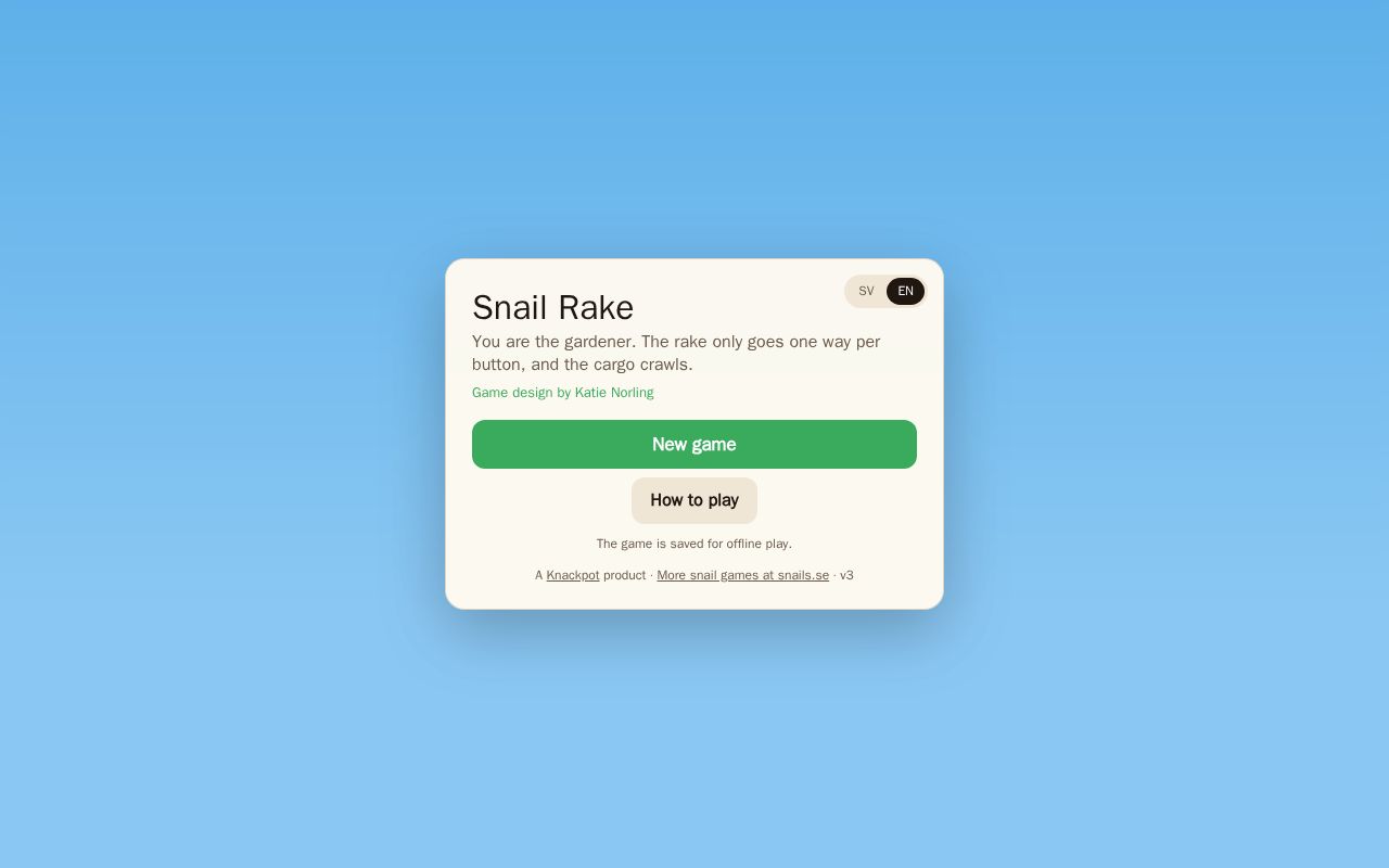 Preview of Snigelkrattan / Snail Rake – a merge game with snails, on snails.se/snailrake/