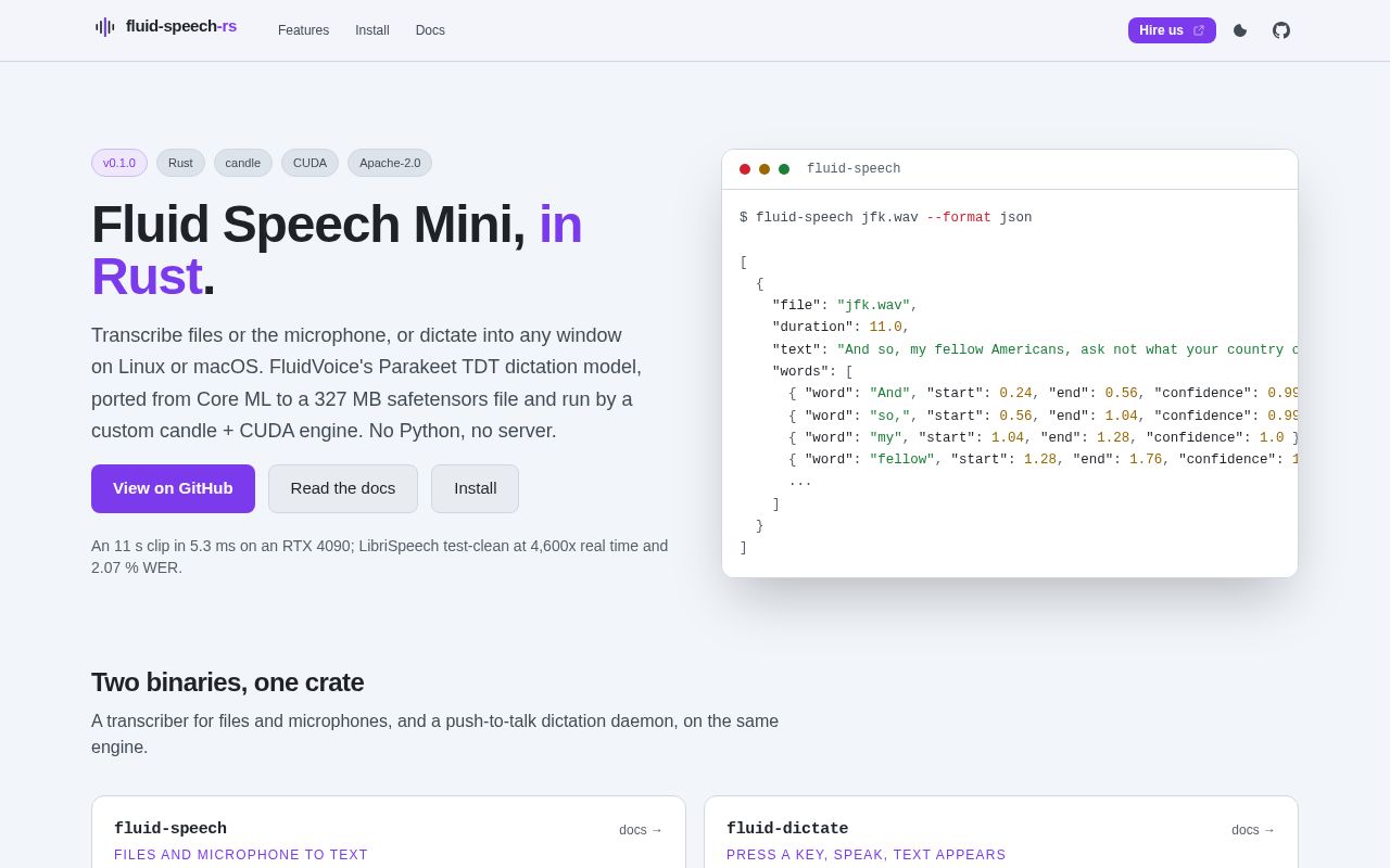 Preview of fluid-speech-rs