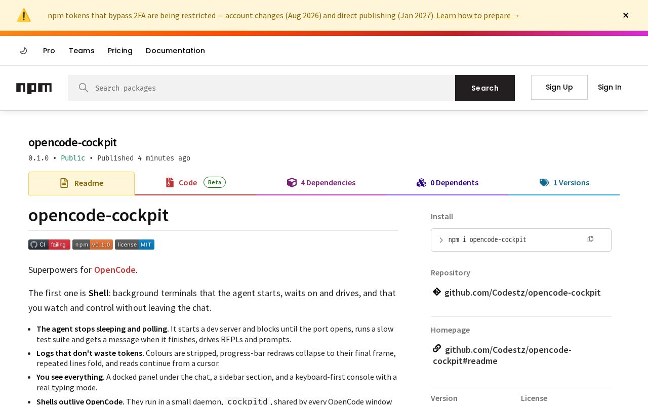 Preview of Opencode Cockpit