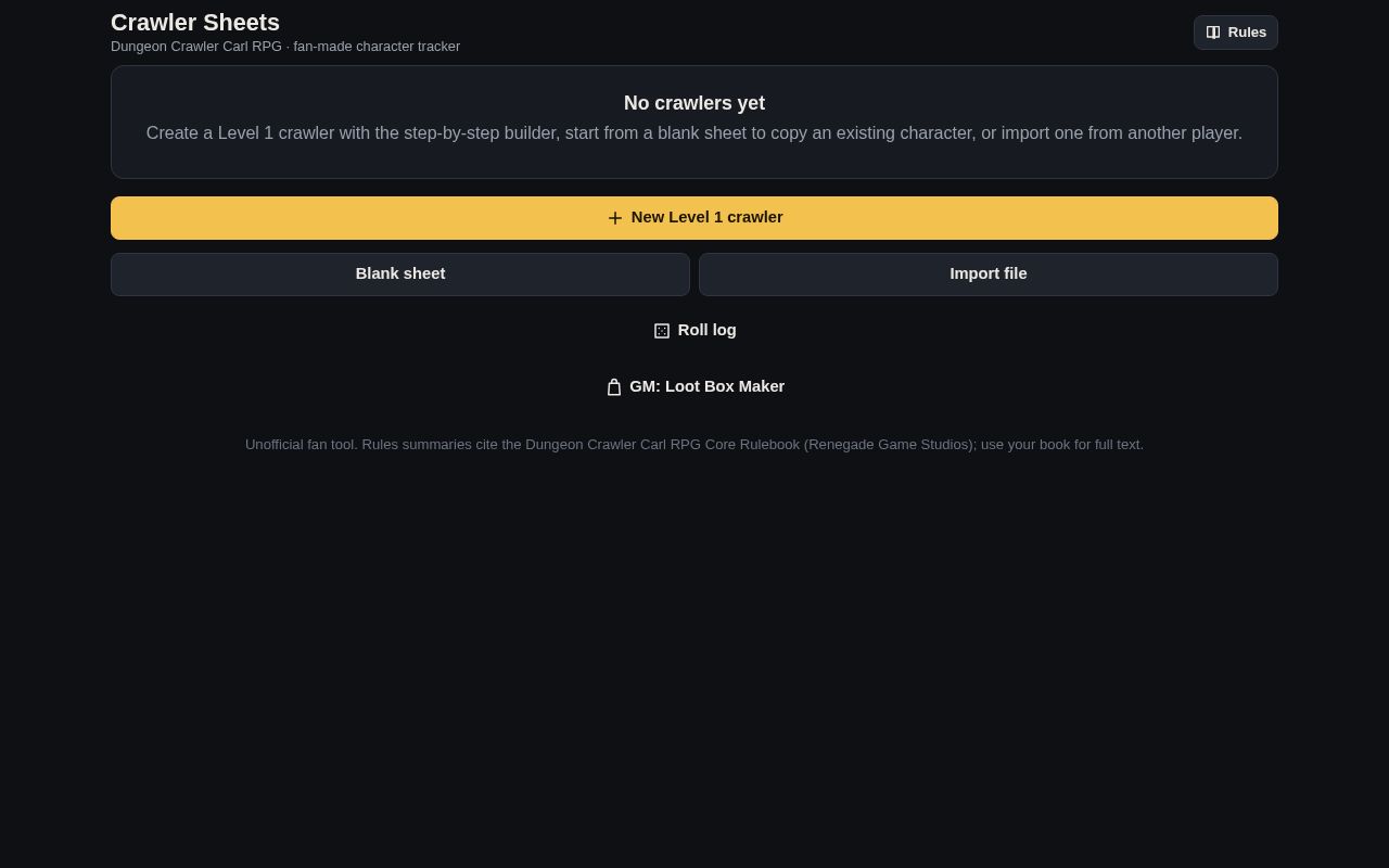 Preview of Crawler Sheets