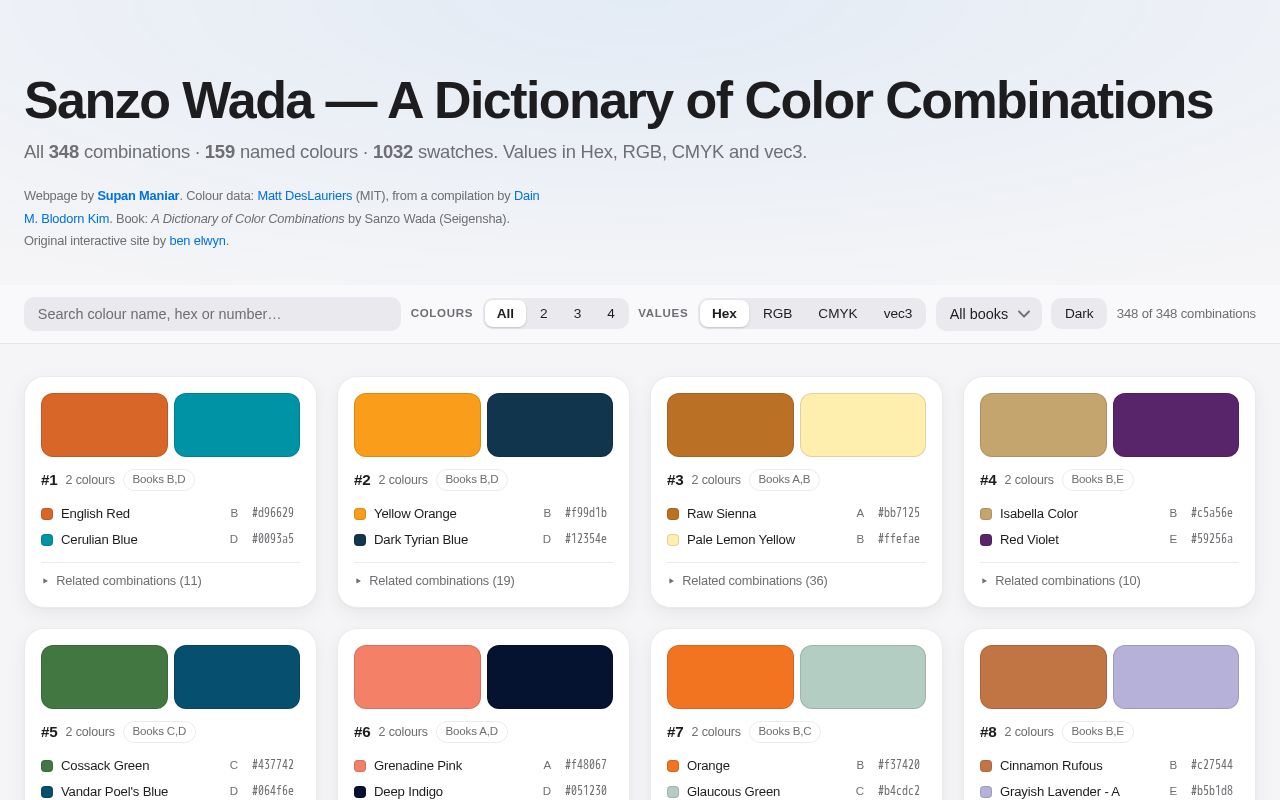 Preview of Sanzo Wada Color Combinations