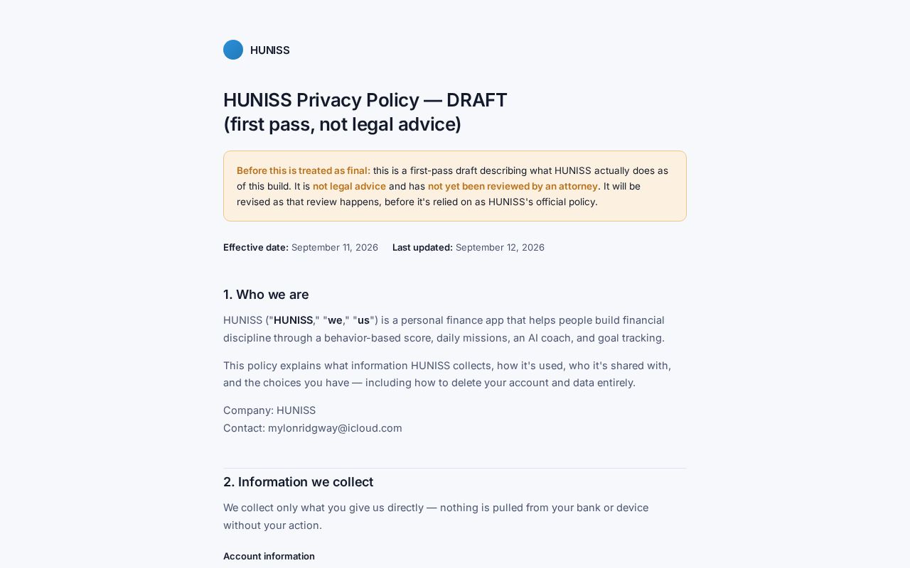 Preview of Ascend privacy policy (public page)