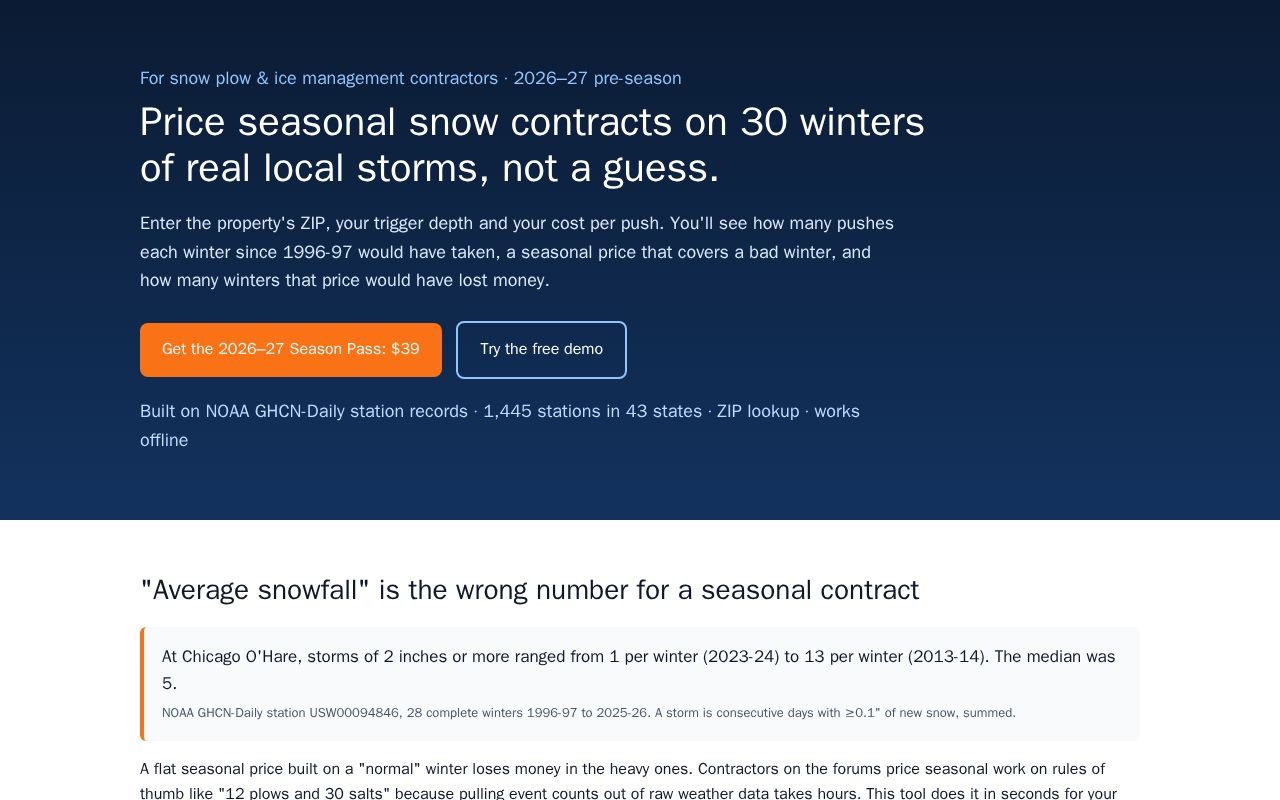 Preview of Snow Contract Pricer