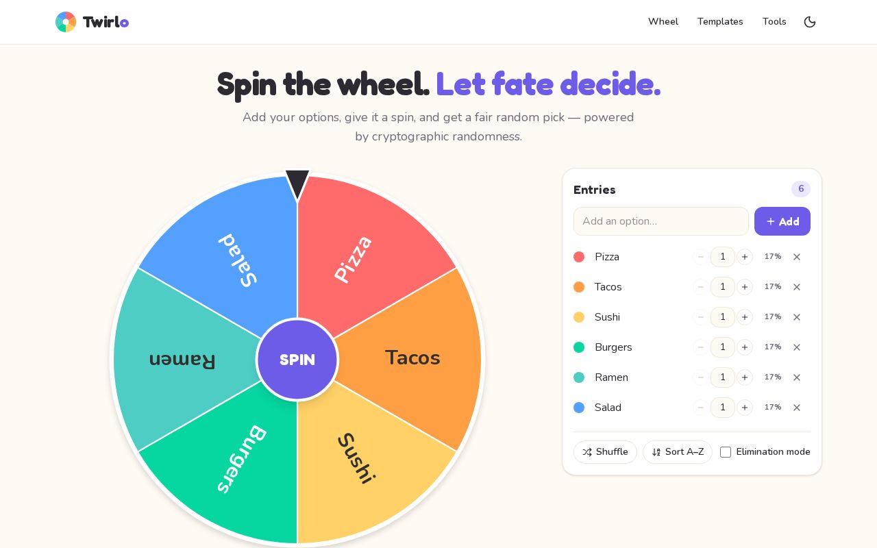 Preview of Spin the Wheel
