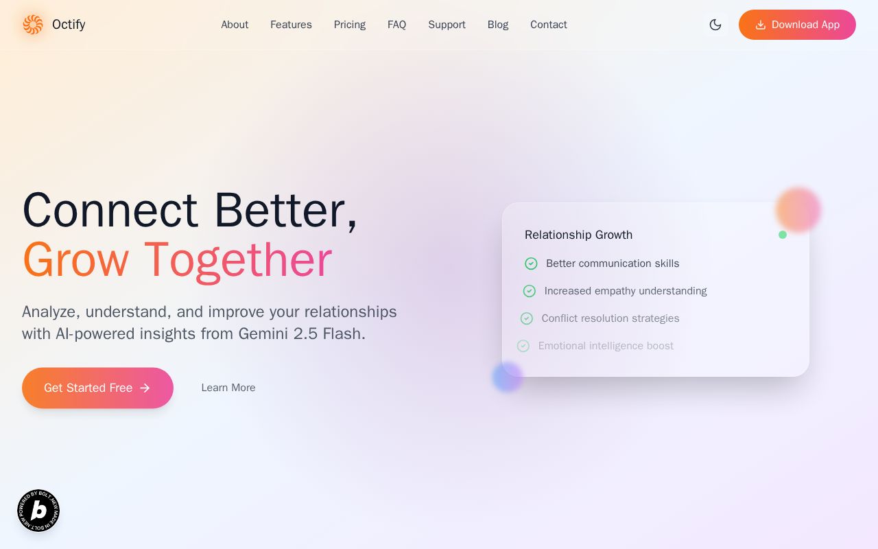 Preview of Octify — AI-Powered Relationship Magic Mobile App