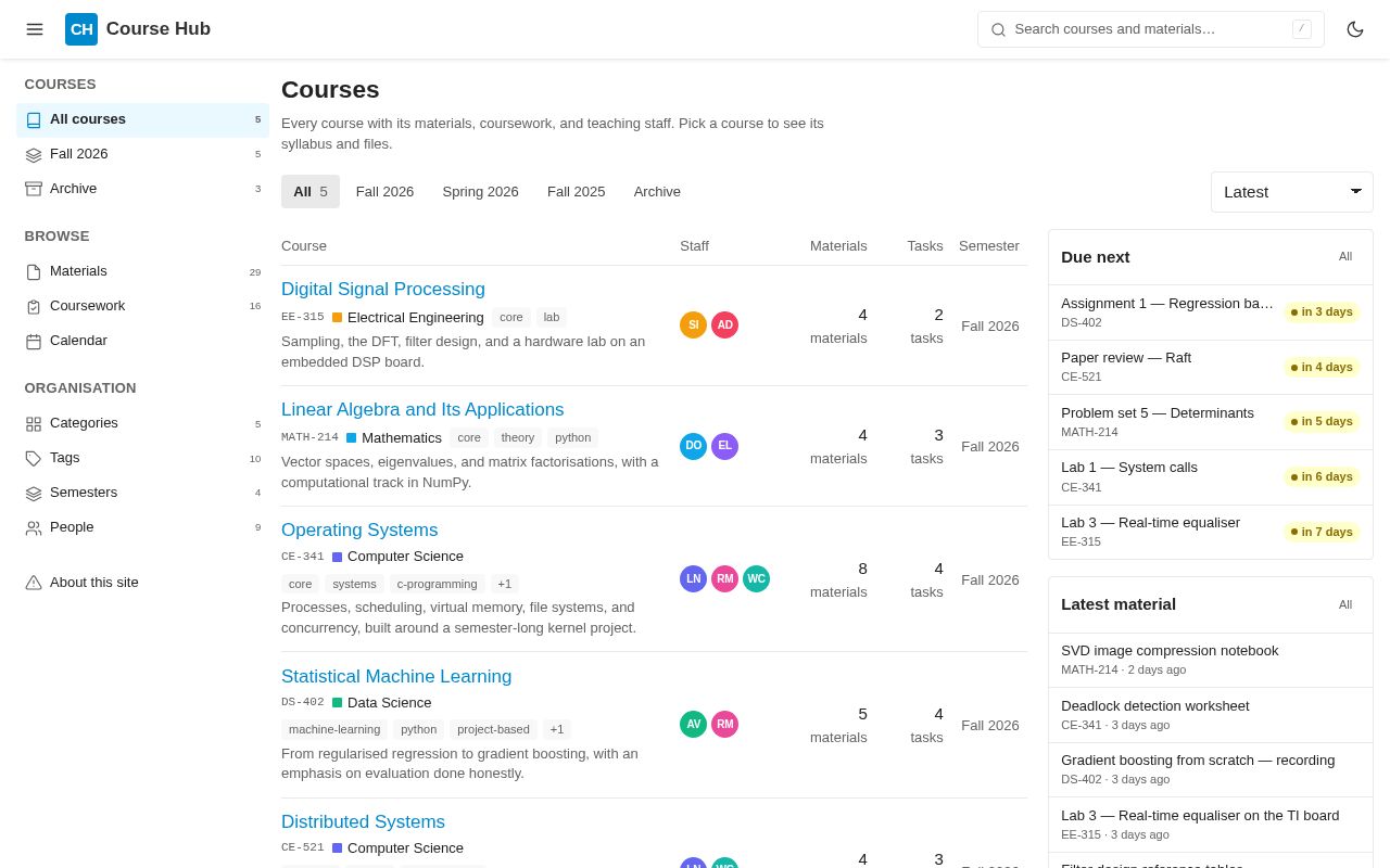 Preview of Academic Course Management
