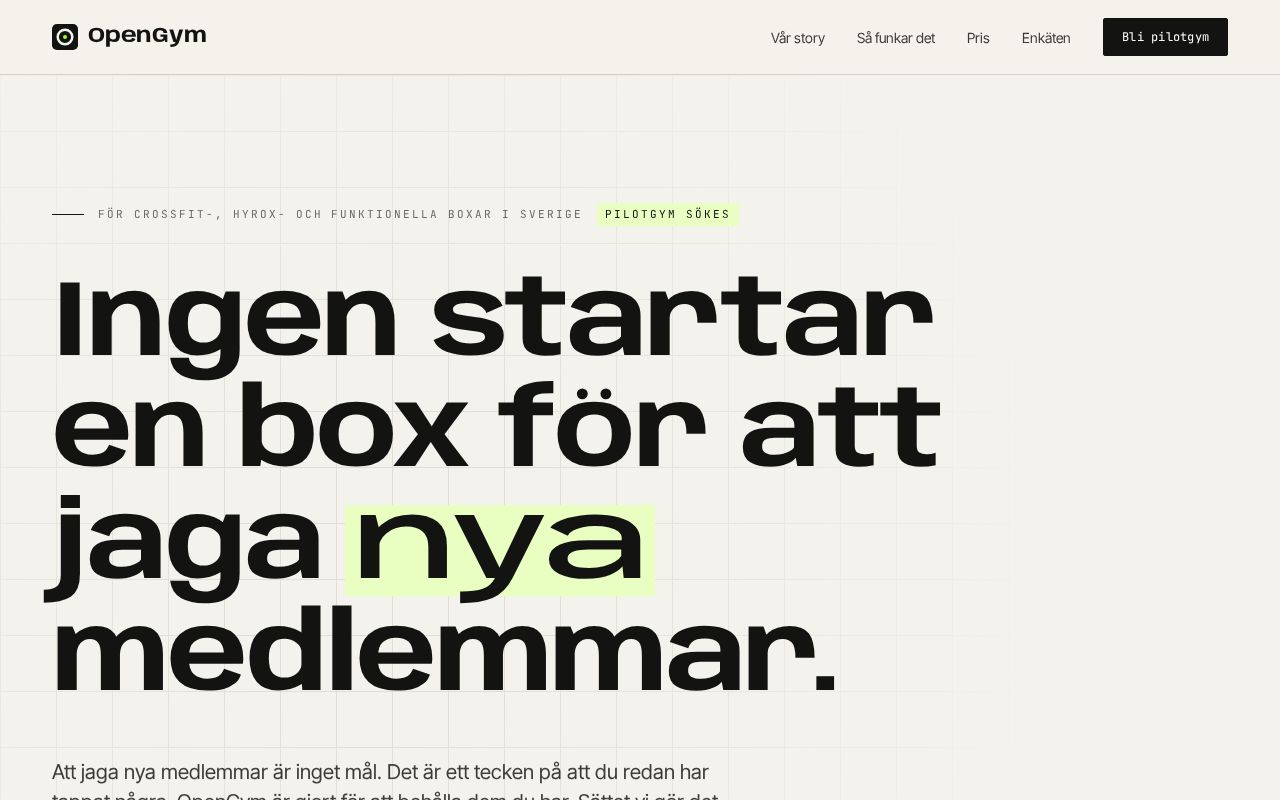 Preview of Opengym Site