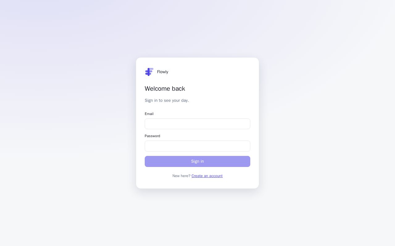 Preview of Flowly Frontend