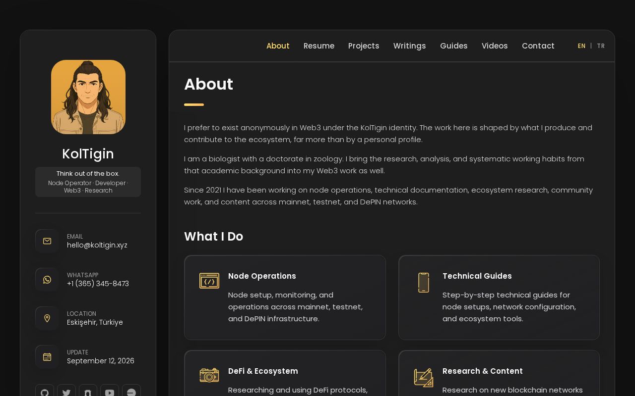 Preview of Personal Web3 portfolio — validator operations, DeFi, research and technical content.