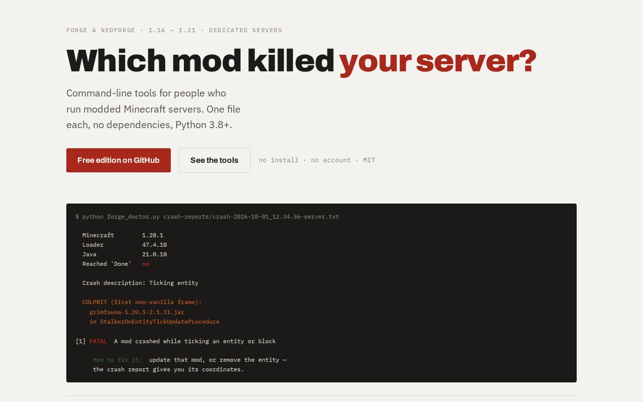 Preview of Forge Server Tools