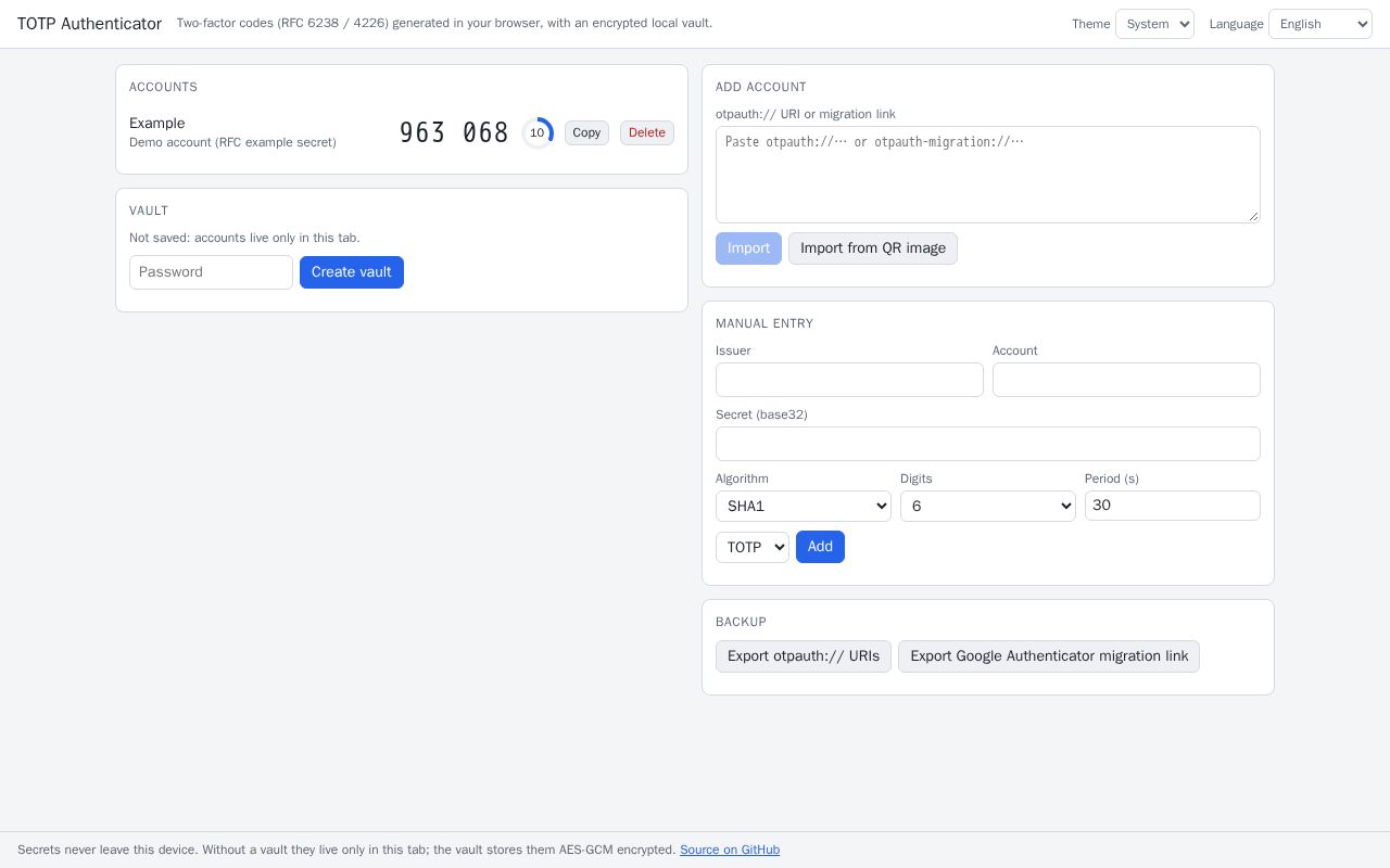 Preview of Totp Authenticator