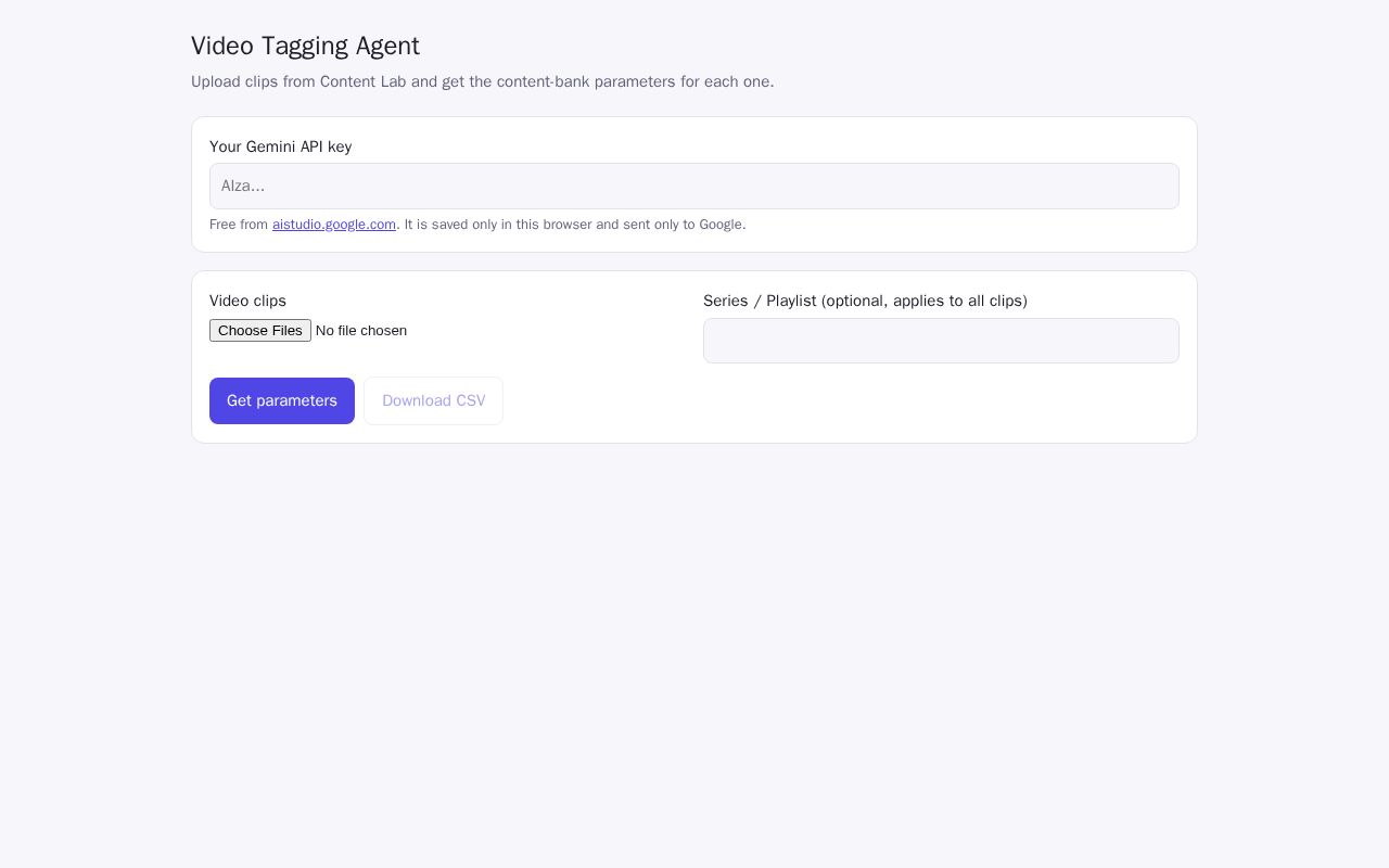 Preview of Video Tagging Agent